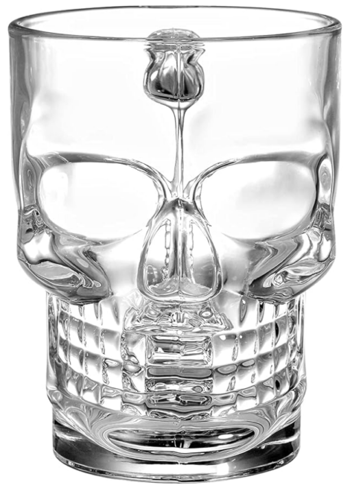 Skull Glass Beer Mug with Handle, Heavy Base Funny Beer Stein Cup Clear Drinking Glasses for Whisky, Wine, Juice, Bar, Halloween Decorations Gifts 510ML 1PCS - Image 3